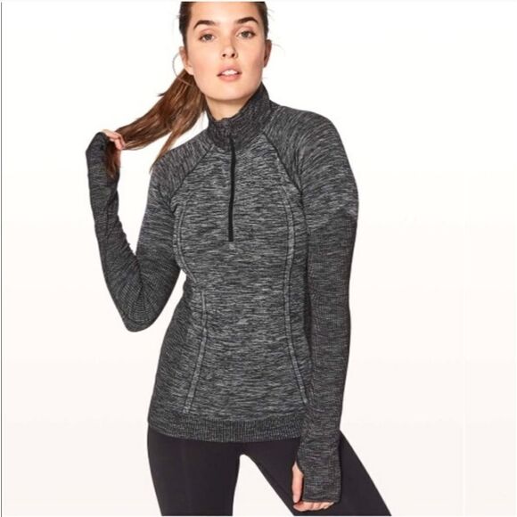Lululemon Swiftly Wool 1/2 Zip Black/gray 4 - Picture 1 of 3
